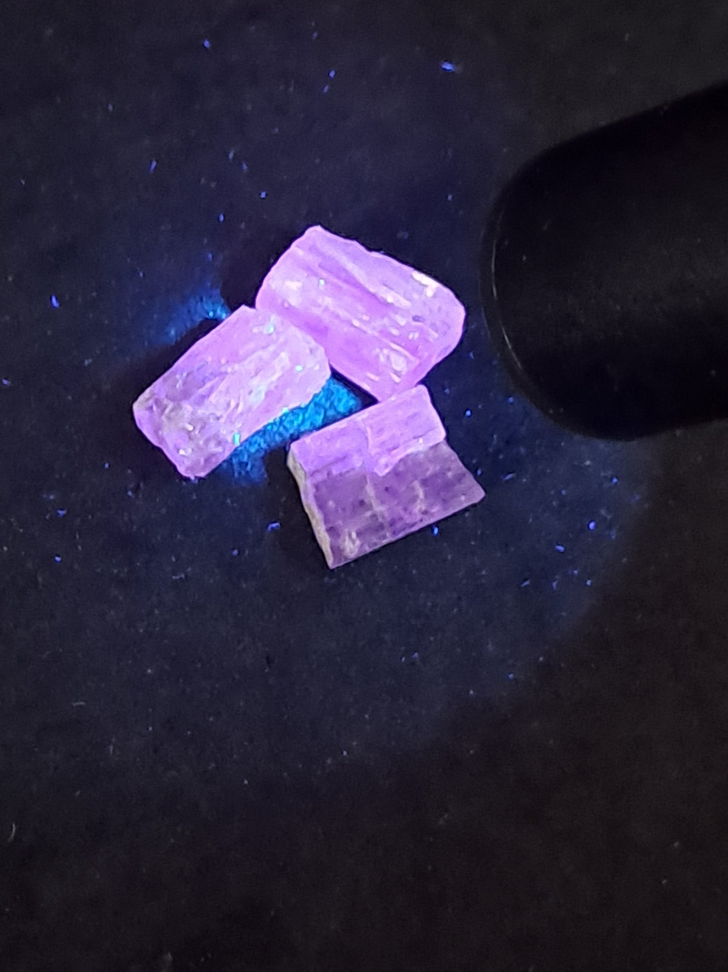 Set of 3 Fluorescent Scapolite Crystals (Karur) UV Reactive | Rough Stone | Natural Mineral Specimen #SCP23