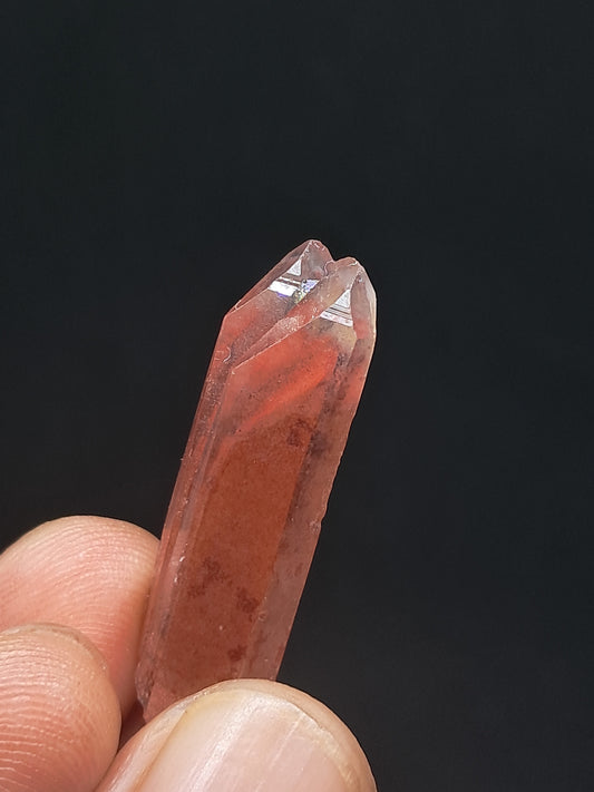 Cuarzo fantasma hematita (Telangana) rojo saturado | Cristal natural | Puntas fundidas | Ejemplar mineral n.° HPQ40