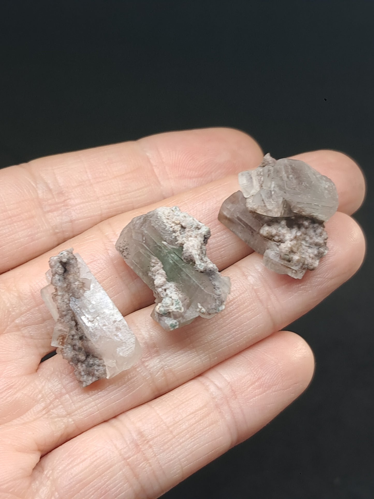 Set of 3 Small Green Apophyllites (Fluorapophyllites) (Ajanta) Rough Natural Crystals | Mineral Specimens #GA53