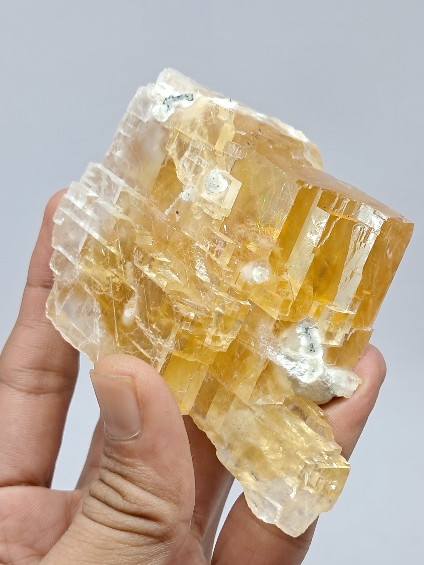 Honey Calcite w/ Okenite (India) Rough Crystal | Natural Stone | Mineral Specimen #CA15