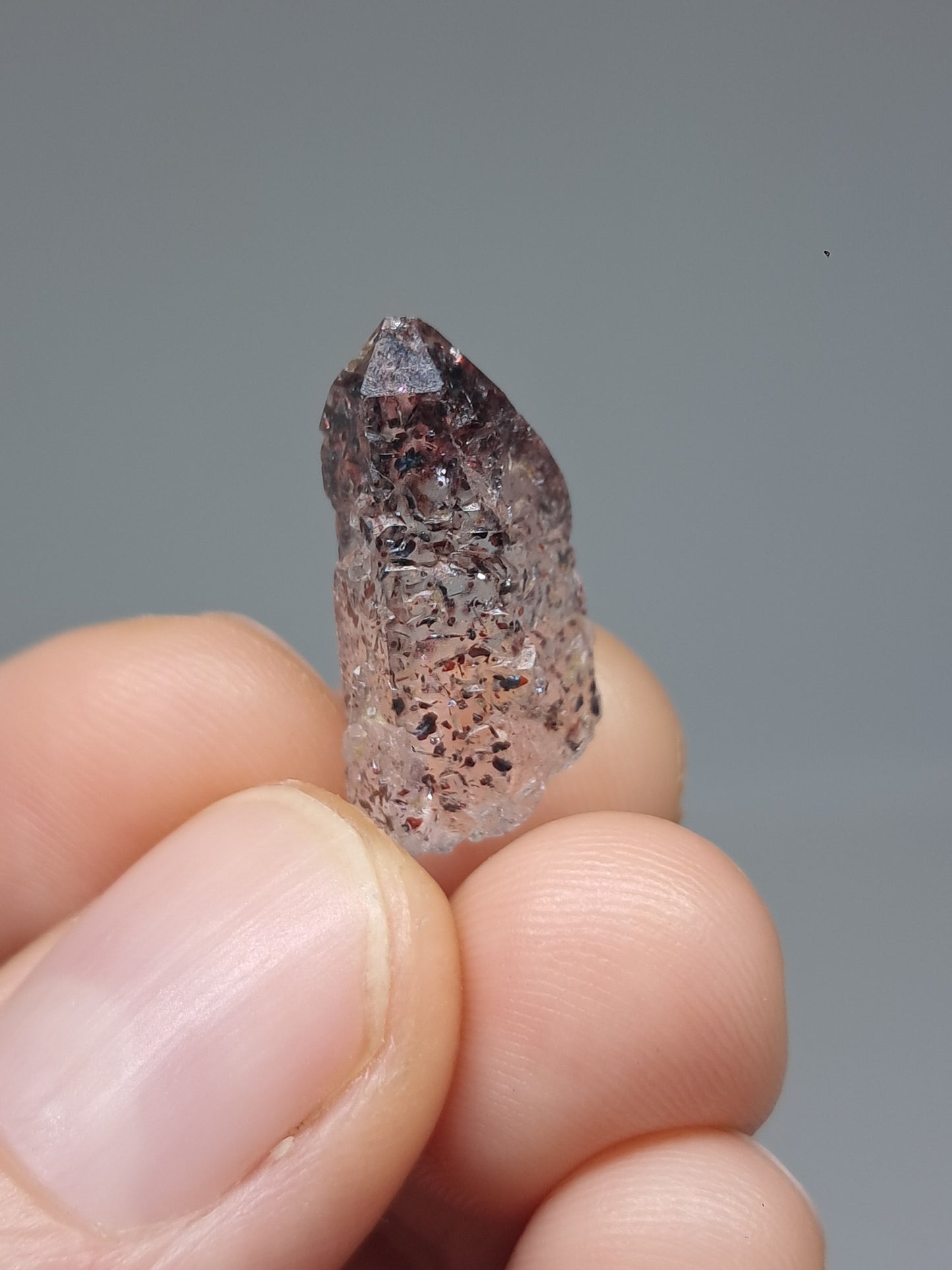 Hematite Included Quartz (Karur) Natural Crystal Point | Mineral Specimen #HPQ64