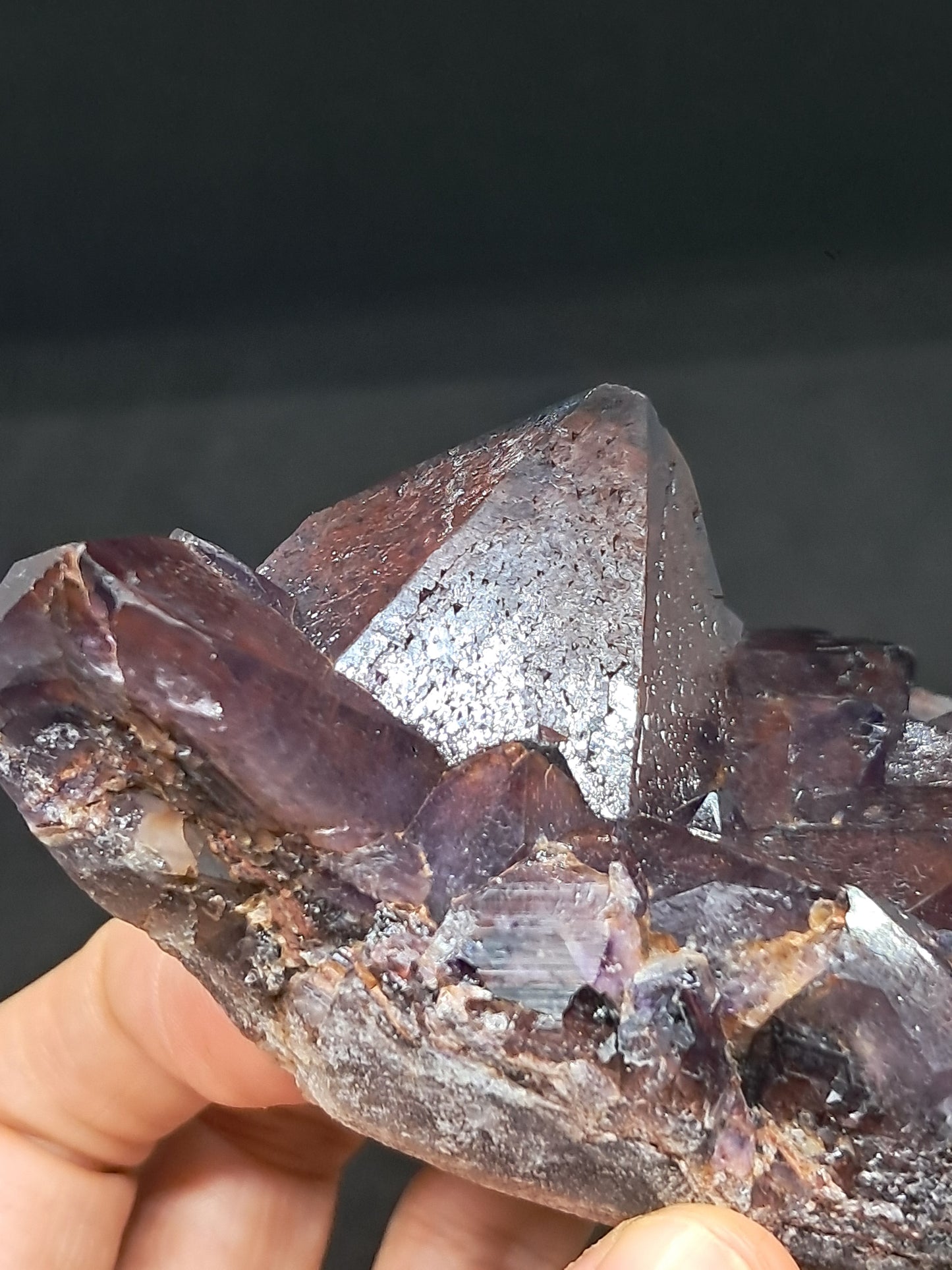 Amethyst Cluster w/ Hematite Inclusions & Record Keepers (Madhya Pradesh) | Mineral Specimen | Natural Stone #AM9