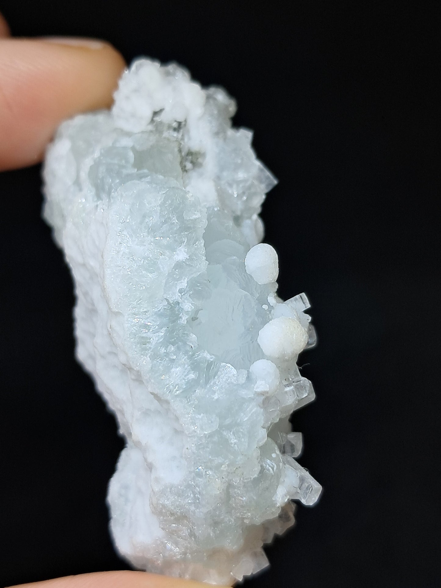 Okenite w/ Gyrolite and Apophyllite Cluster on Prehenite Matrix (Mumbai) Mineral Specimen | Collector Grade | Natural Crystal #OK46