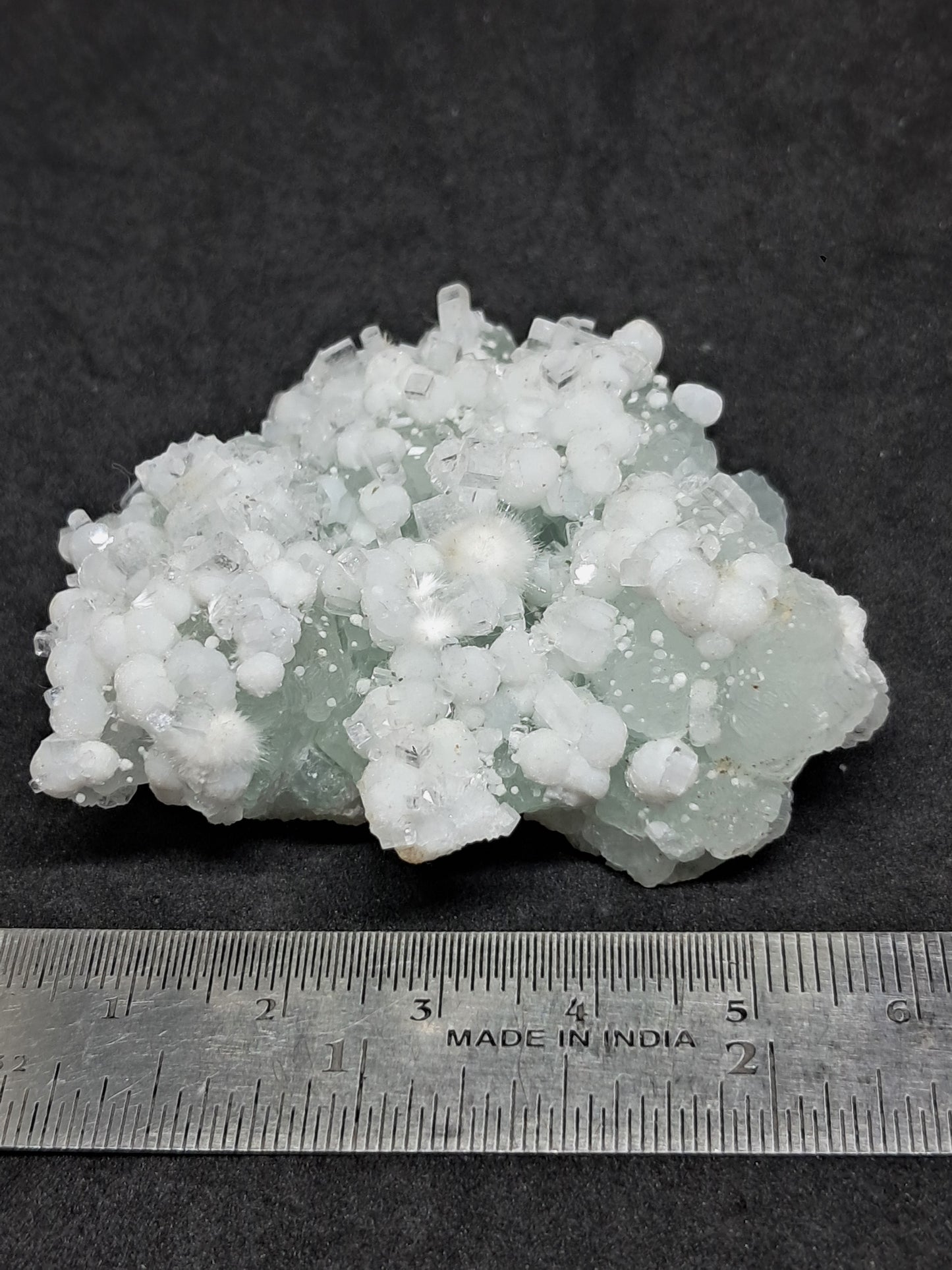 Okenite w/ Gyrolite and Apophyllite on Prehenite Matrix (Mumbai) Mineral Specimen | Collector Grade | Natural Crystal #OK23