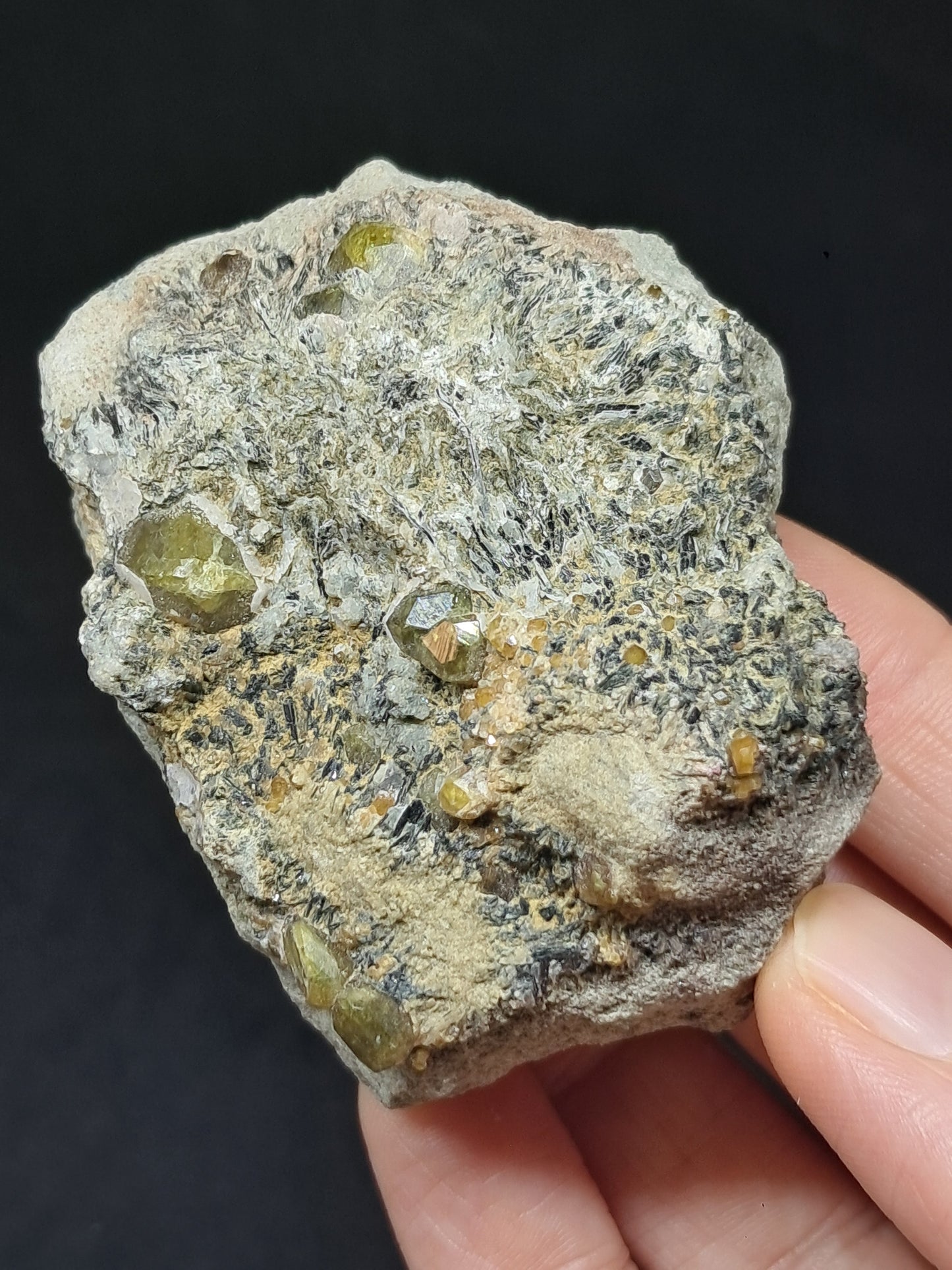 Green Garnet w/ Aegirine (Acmite) on Matrix (Mexico) Andradite Garnet Cluster |Rough Crystal Stone | Mineral Specimen #GR32