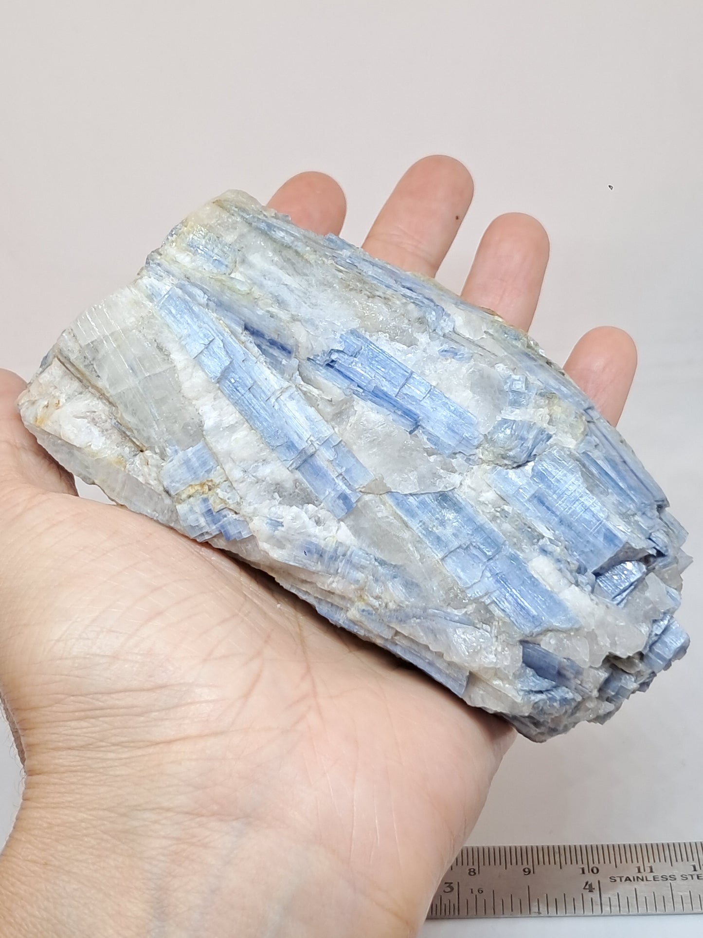 Blue Kyanite Cluster w/ Quartz (Tamil Nadu) Natural Mineral Specimen #KY1