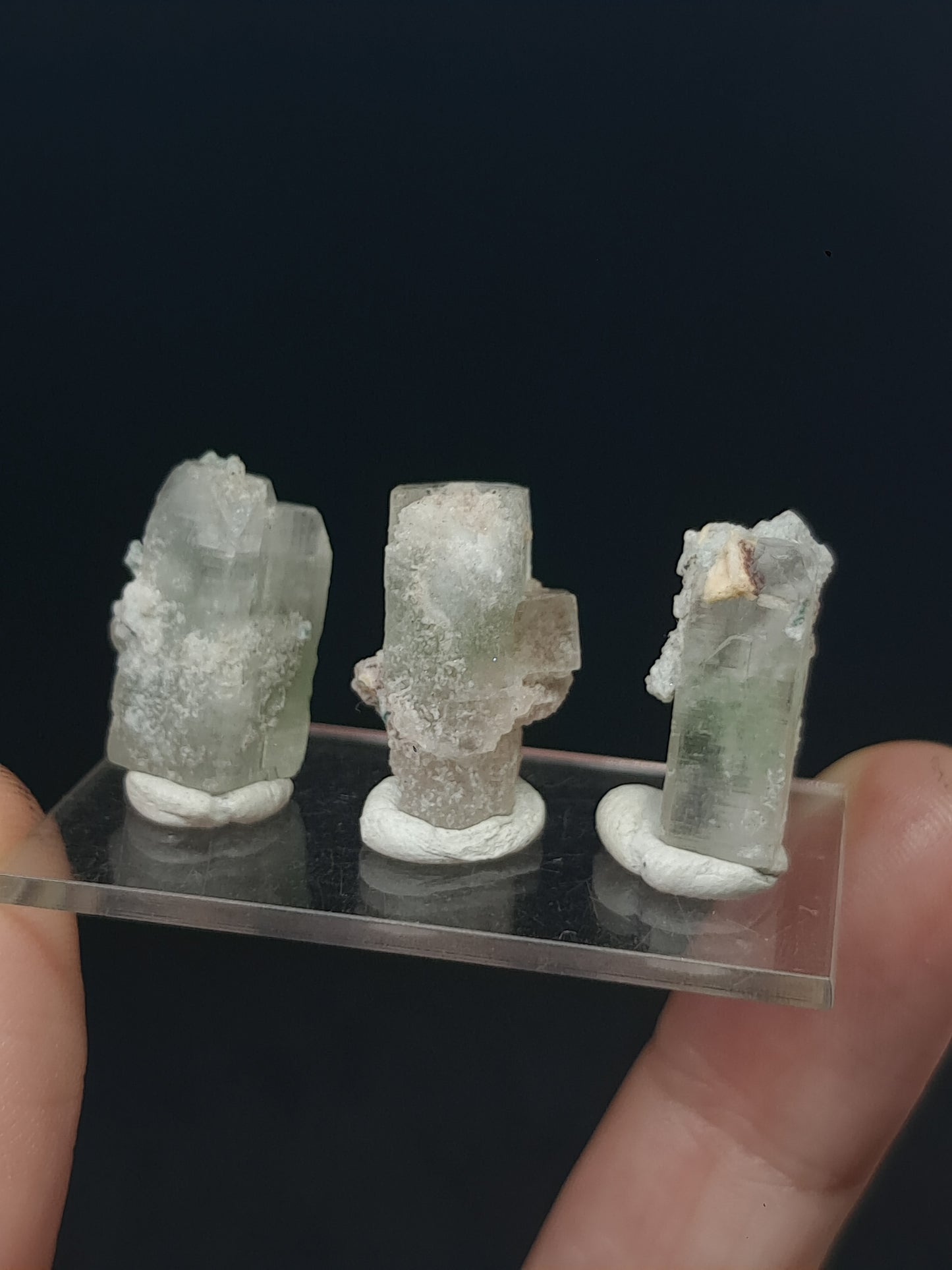 Set of 3 Small Green Apophyllites (Fluorapophyllites) (Ajanta) Rough Natural Crystals | Mineral Specimens #GA51