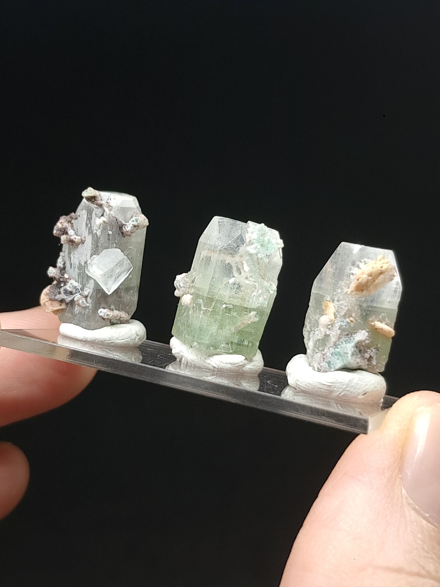Set of 3 Small Green Apophyllites (Fluorapophyllites) (Ajanta) Rough Natural Crystals | Mineral Specimens #GA49