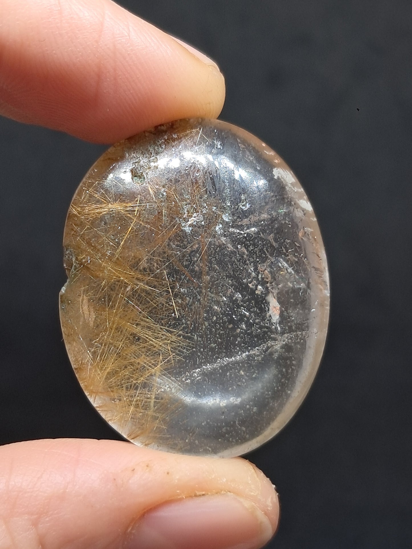 Piedra de palma de cuarzo rutilado | Piedra pulida | Cristal natural #CH43