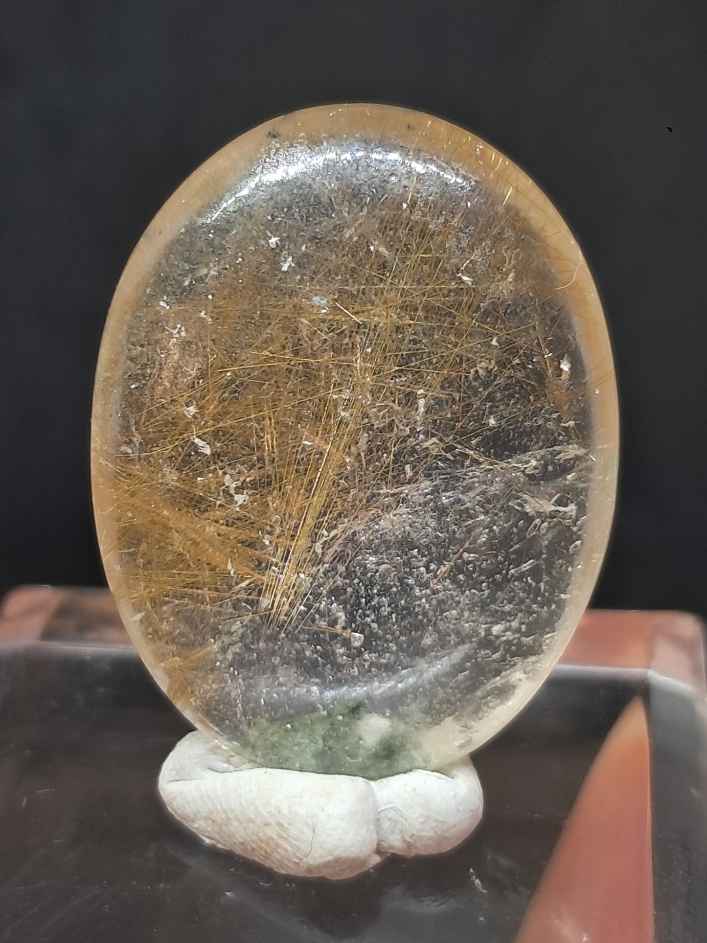 Piedra de palma de cuarzo rutilado | Piedra pulida | Cristal natural n.° RQ46