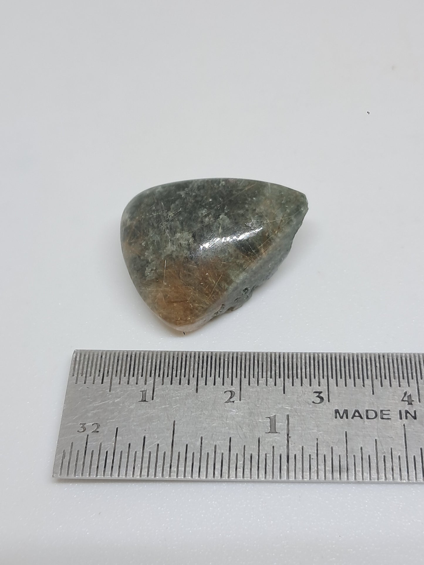 Chlorite Quartz w/ Golden Rutile (Kullu) Half Rough Half Polished | Natural Stone | Cabochon #CH51