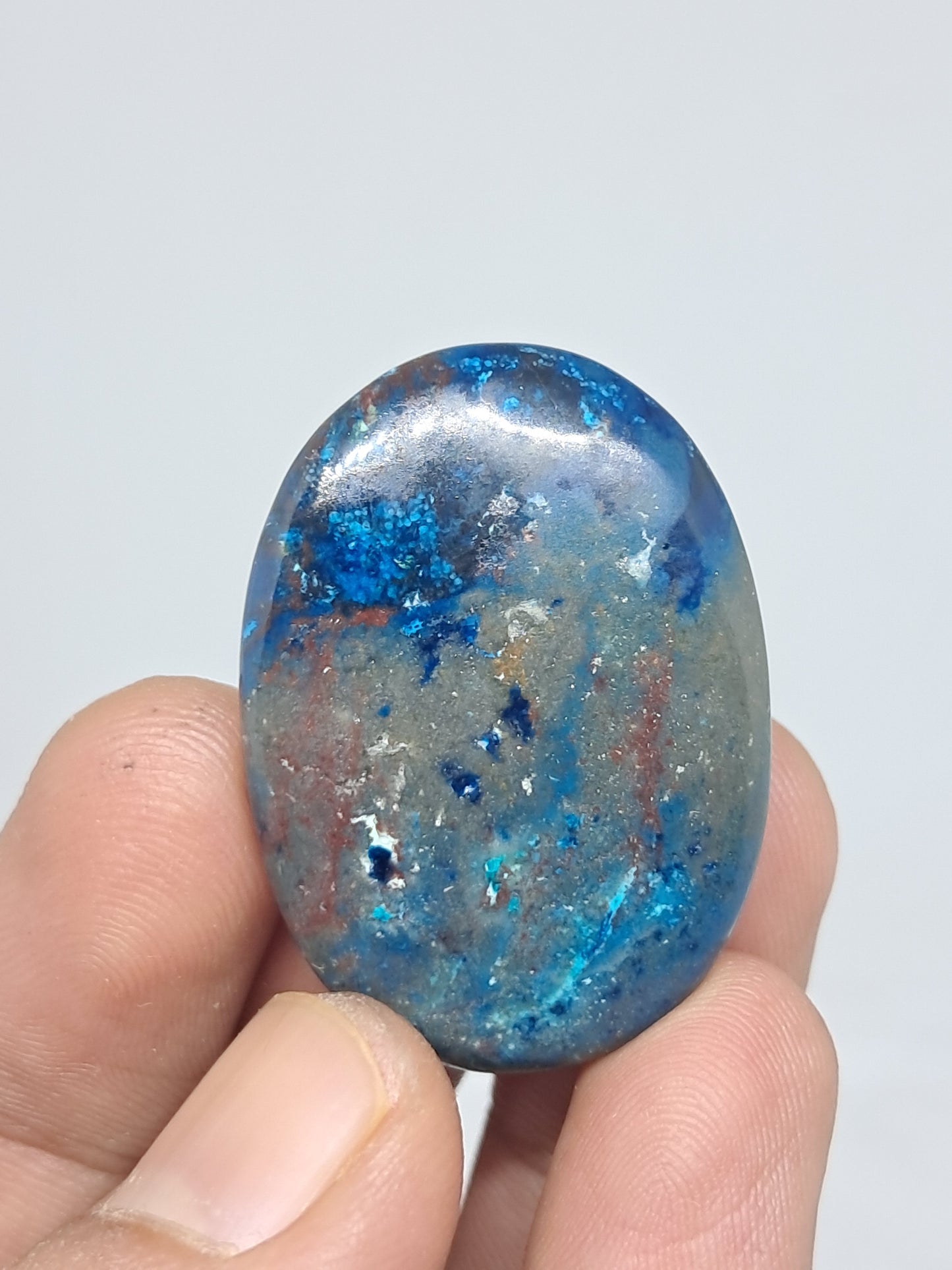 Chrysocolla w/ Azurite and Shattuckite Palmstone | Polished Natural Stone CM11