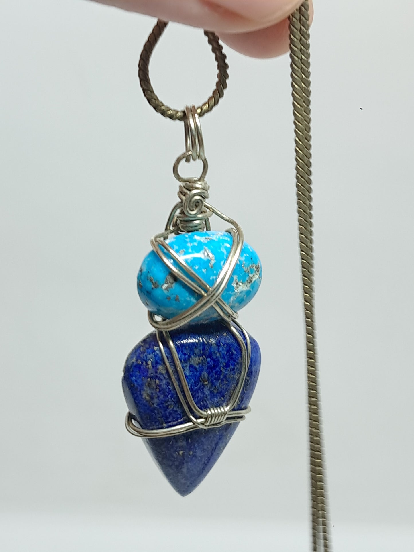 Turquoise w/ Lapislazuli Pendant | Handcrafted Jewelry | Unique Necklace #JL43