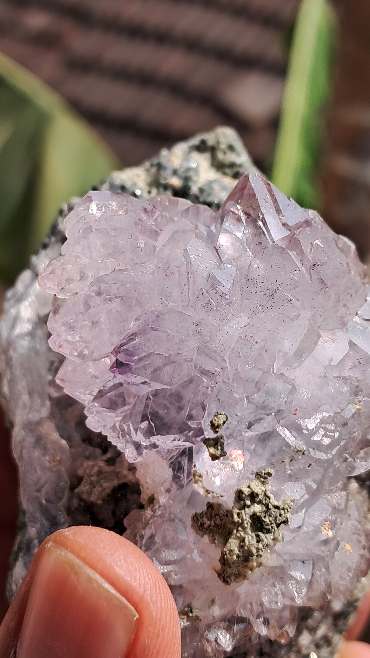 Karur Amethyst Scepter Flower w/ UV-Reactive Calcites on Matrix | Natural Formation| Super Seven Inclusions| Mineral Specimen #KA181