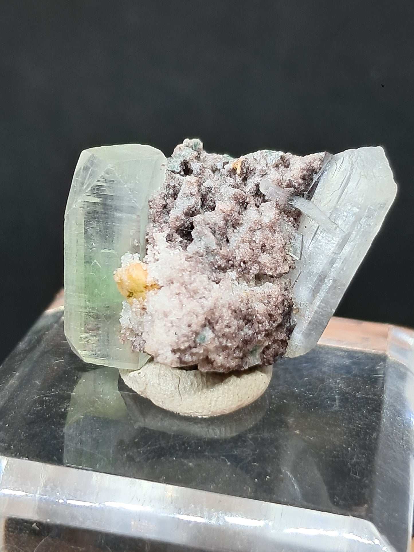 Apofilita verde con estibita (Fluorapofilita) (Ajanta) Cristal natural | Muestra de mineral #GA33