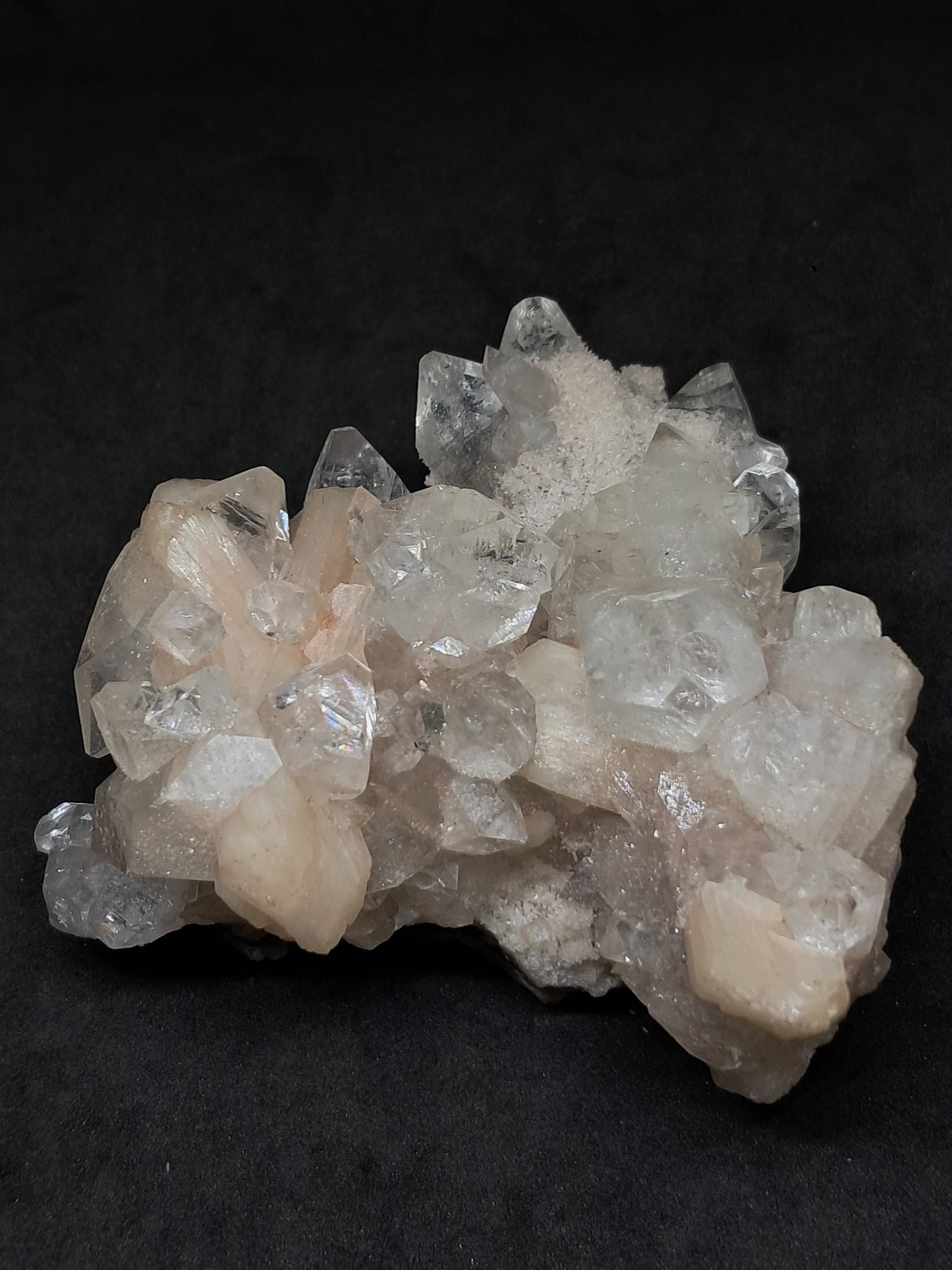 Clear Apophyllite w/ Stilbite (Ajanta) Natural Crystal Cluster | Mineral Specimen #AP38