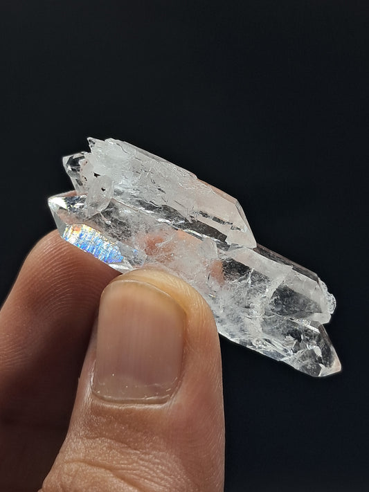 Cúmulo biterminado de cuarzo superclaro Faden (Santander, Colombia) Punta natural | Ejemplar mineral n.° COQ20