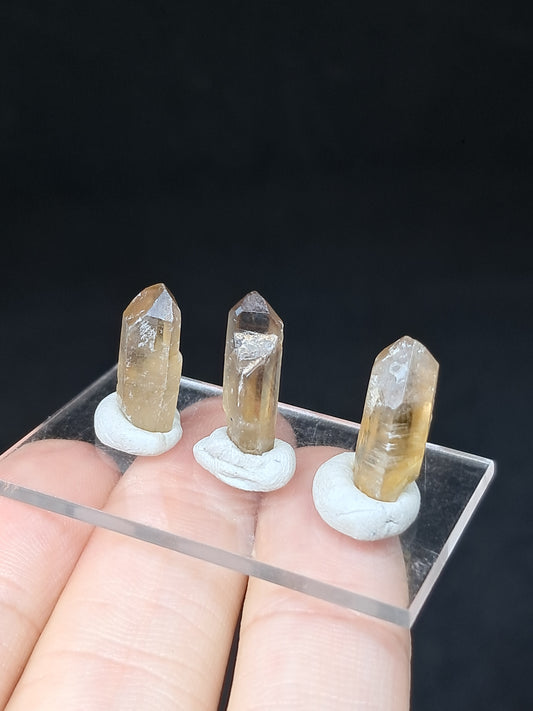 Set of 3 Natural Citrine Points (Karur) | Natural Crystal | Mineral Specimen #CTN39