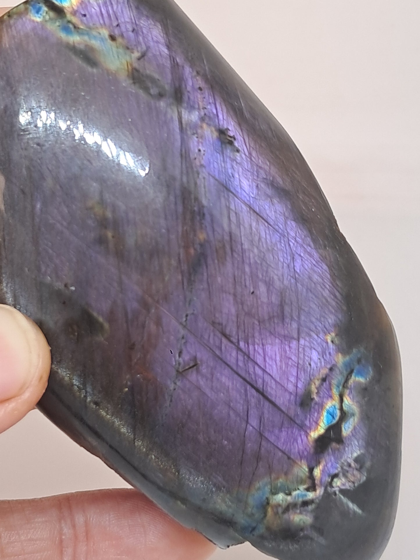 Labradorite |Natural Crystal | Half Polished Half Rough Stone | Purple Red Flash | Good Iridiscence #LB1