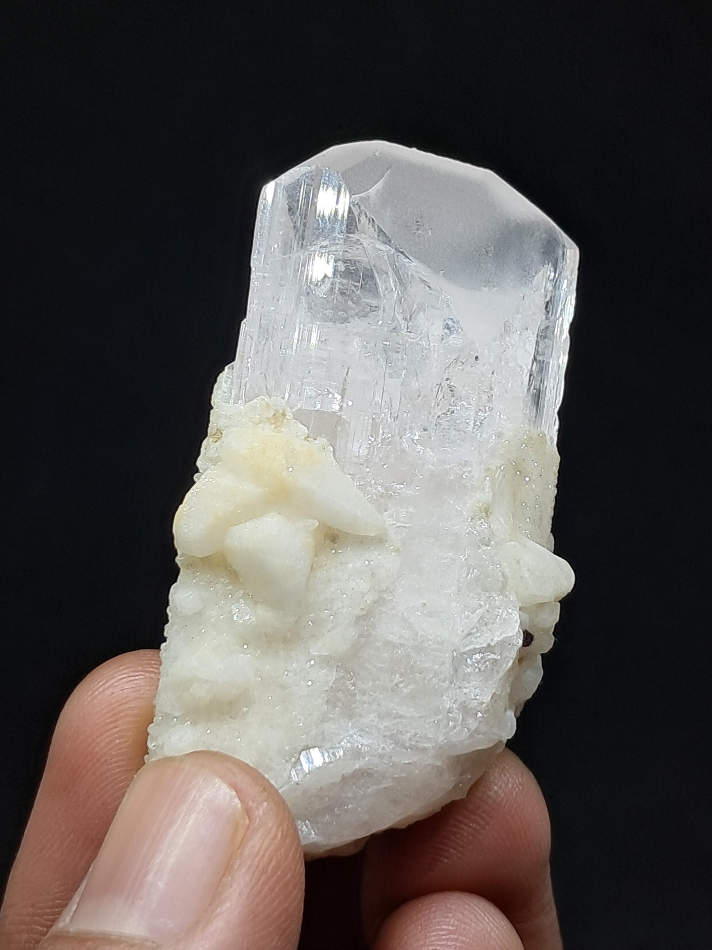 Danburite Natural Crystal (Mexico) w/ UV-reactive Calcite #DNB2