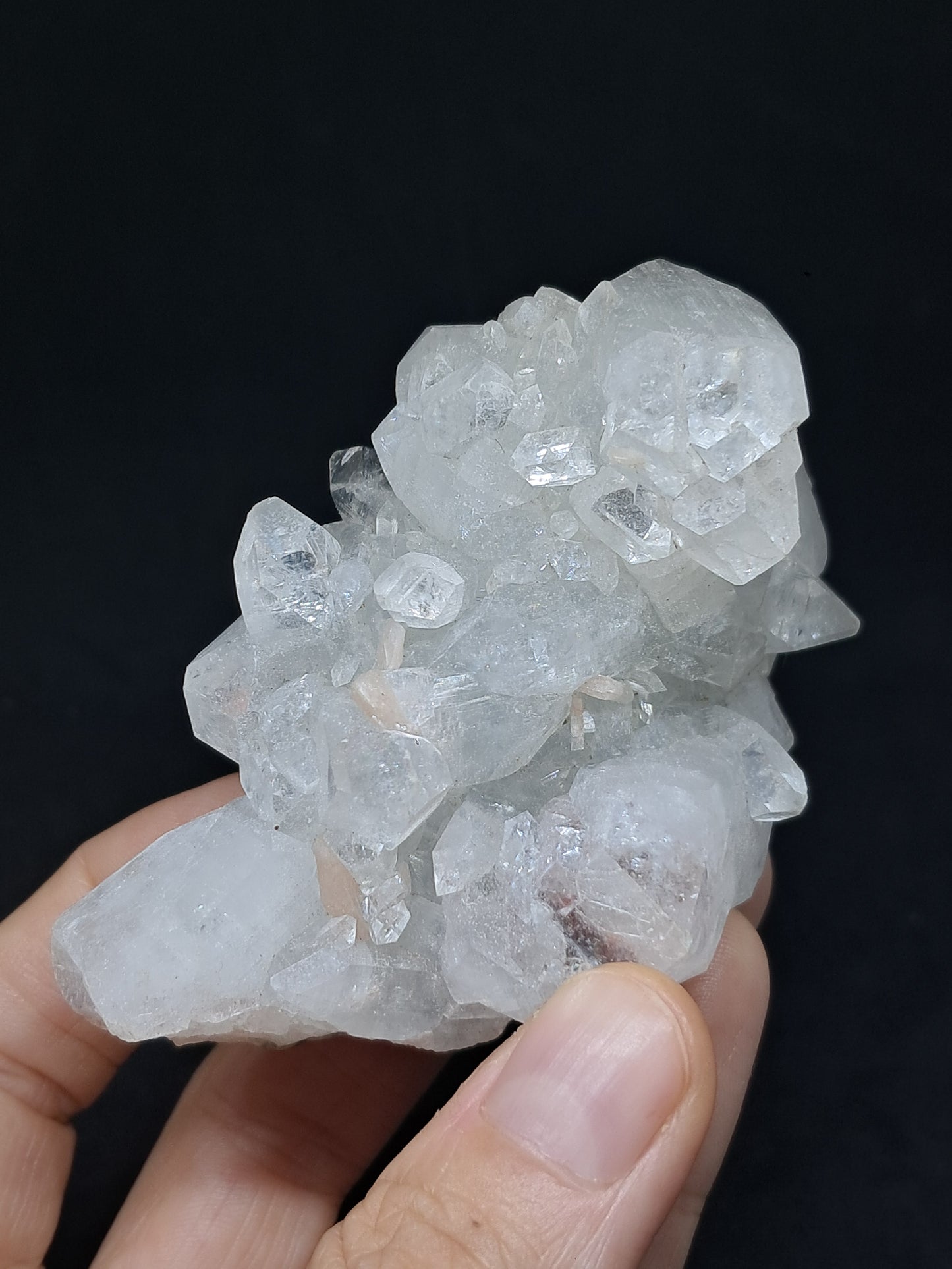 Clear Apophyllite w/ Stilbite  (Ajanta) Natural Crystal Cluster | Mineral Specimen #AP21eb