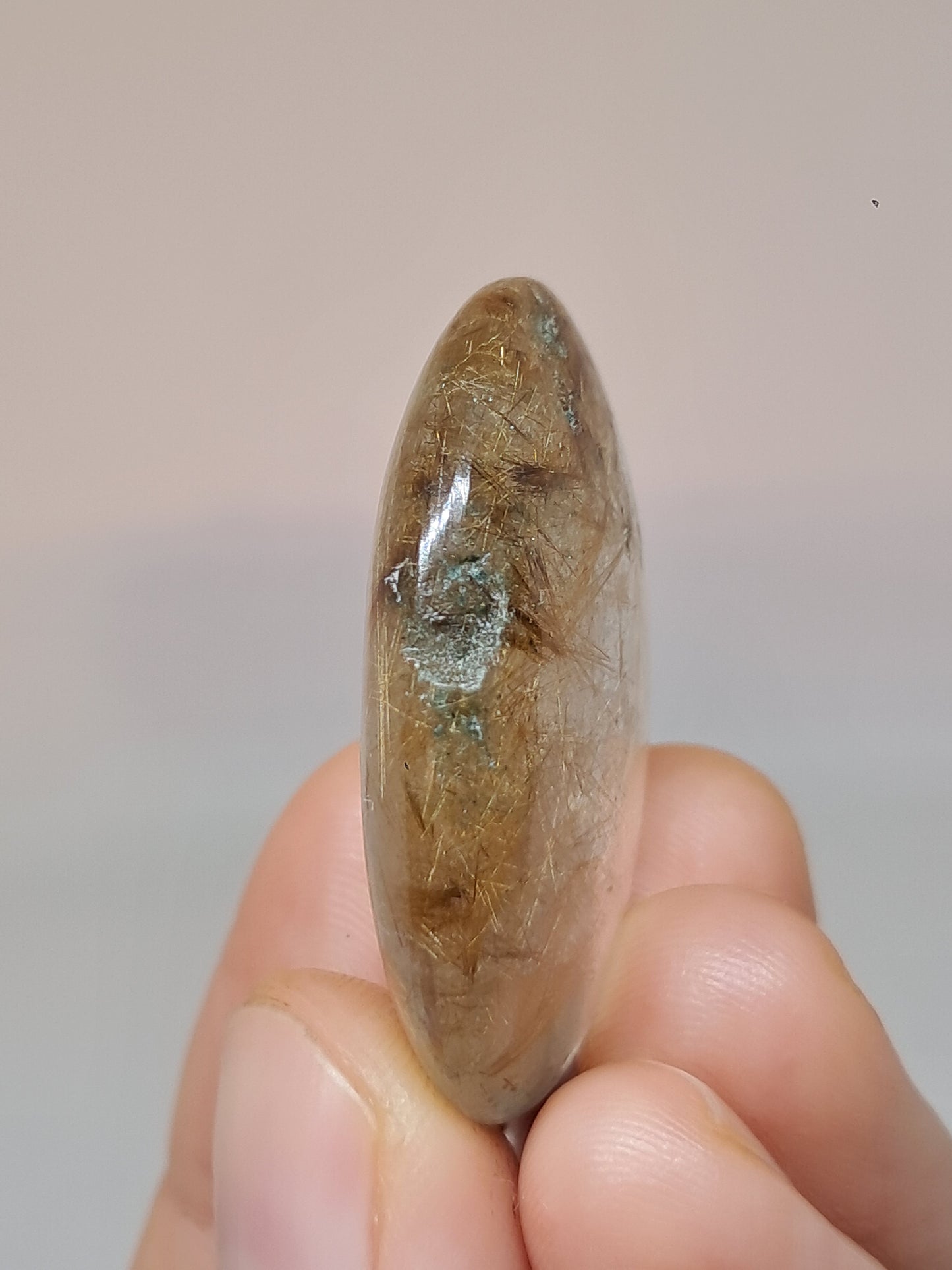 Rutilated Quartz Palmstone | Polished Stone | Natural Crystal #RQ48