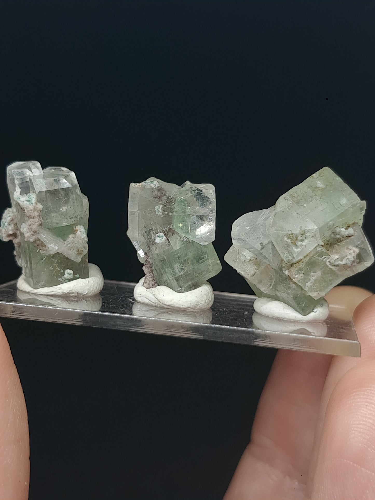 Set of 3 Small Green Apophyllites (Fluorapophyllites) (Ajanta) Rough Natural Crystals | Mineral Specimens #GA54