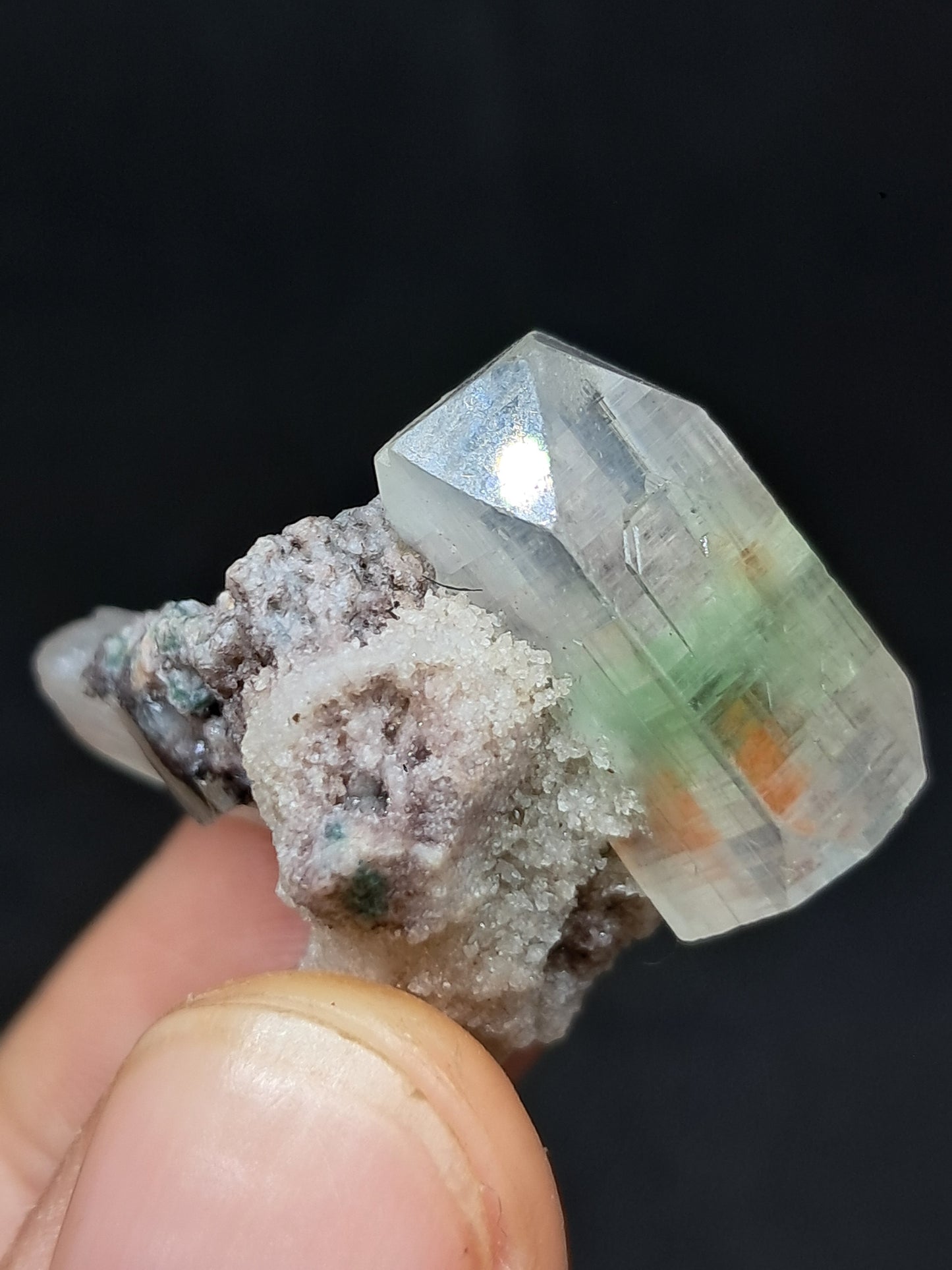Apofilita verde con estibita (Fluorapofilita) (Ajanta) Cristal natural | Muestra de mineral #GA33