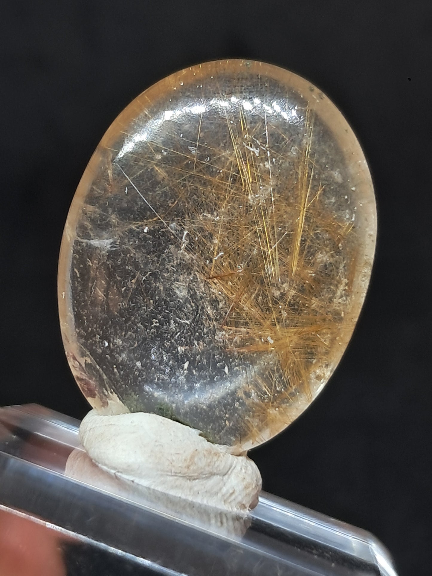 Piedra de palma de cuarzo rutilado | Piedra pulida | Cristal natural n.° RQ46