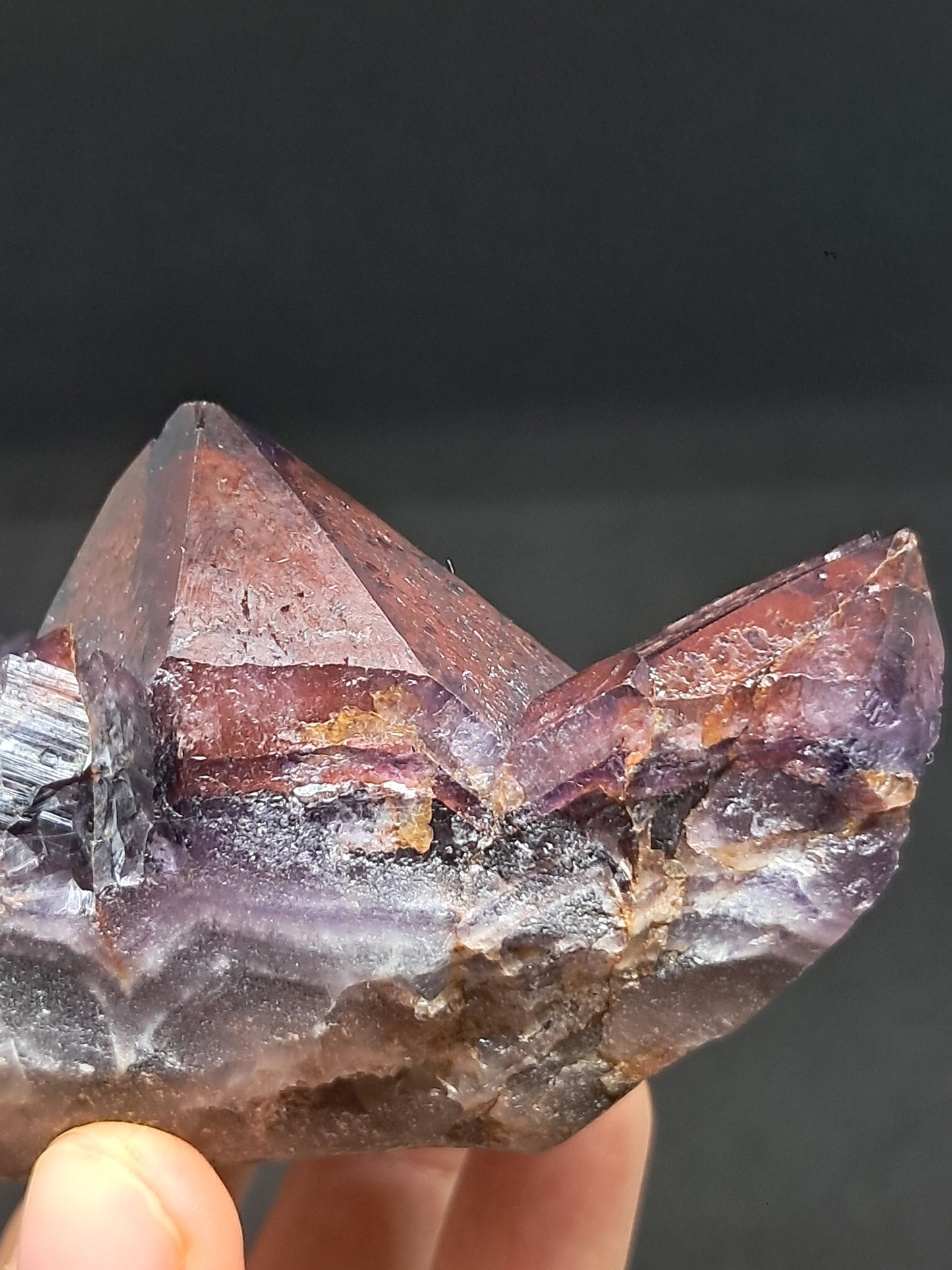 Amethyst Cluster w/ Hematite Inclusions & Record Keepers (Madhya Pradesh) | Mineral Specimen | Natural Stone #AM9