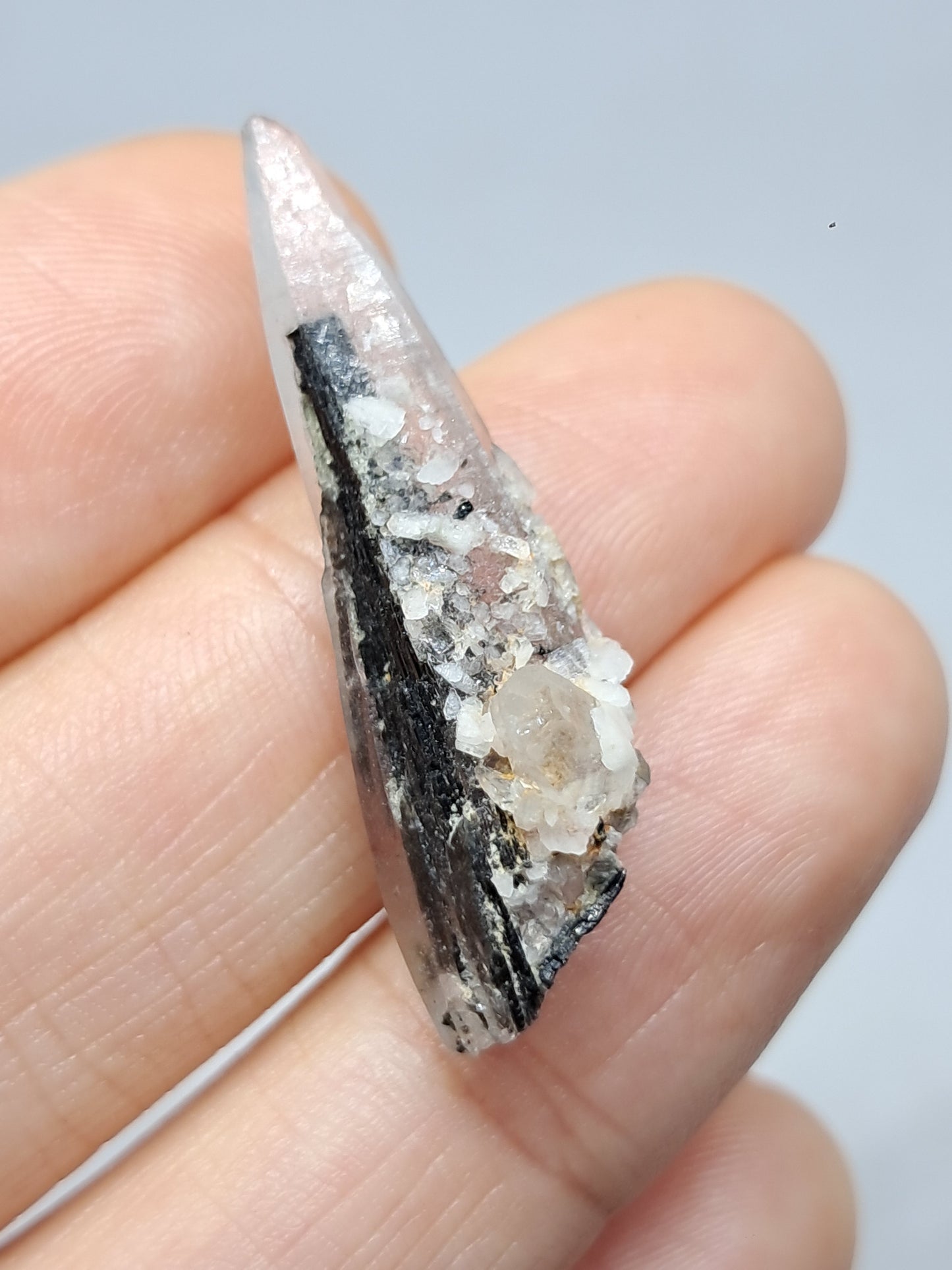 Tourmalinated Quartz Crystal Point (Karur) Natural Stone | Mineral Specimen #TQ26