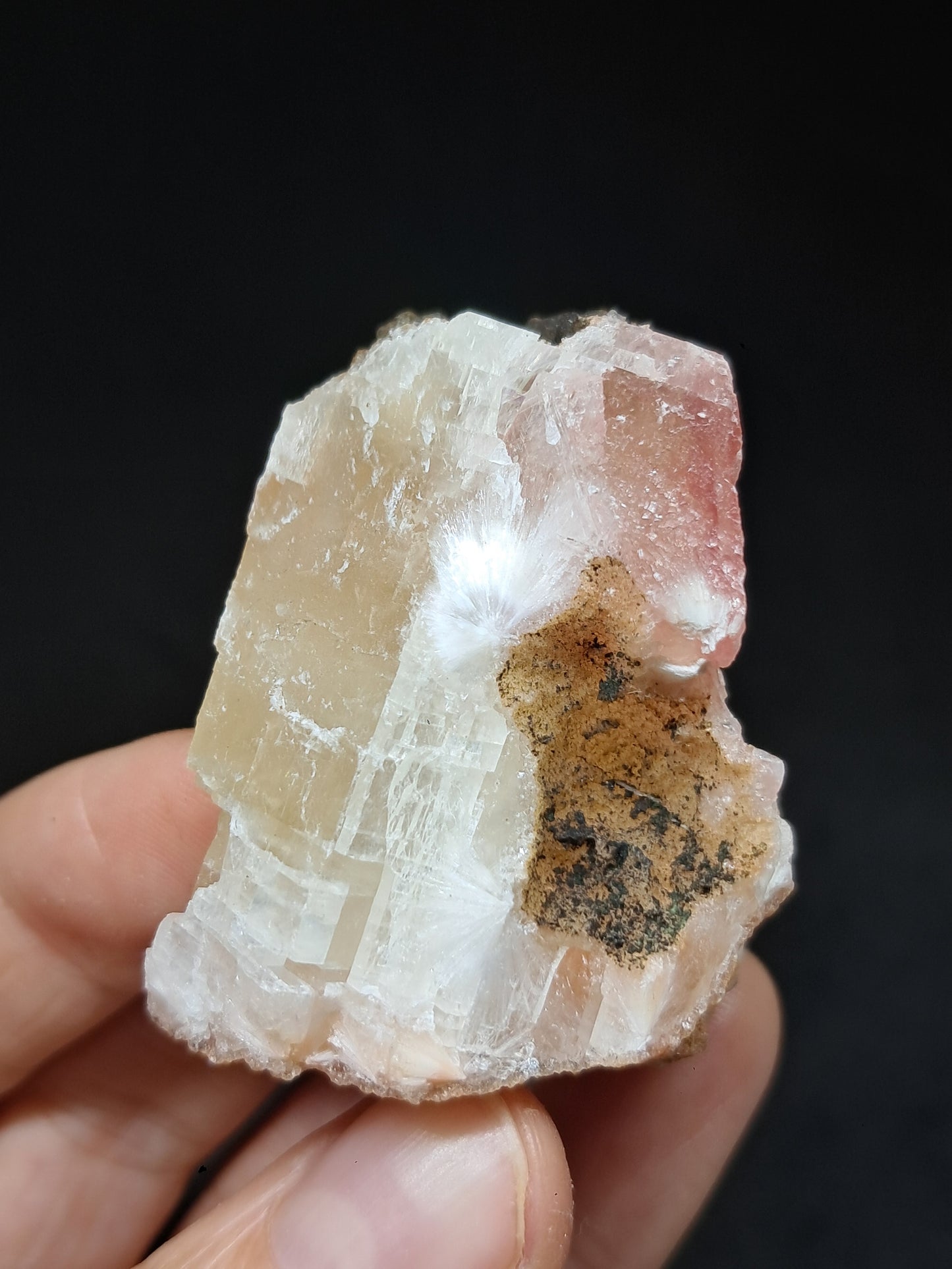 Calcita rojiza/rosa con mesolita *Hallazgo raro* (Pithampur) Cristal natural | Piedra en bruto | Espécimen mineral #CA34