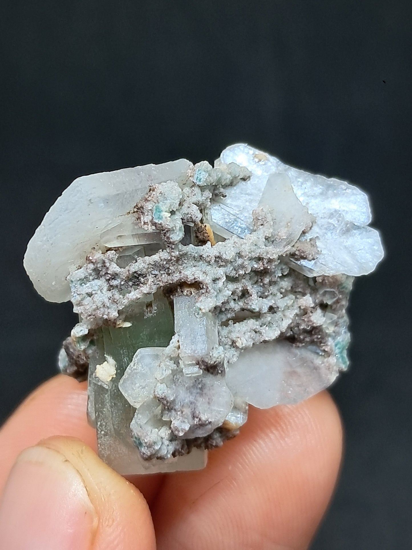 Green Apophyllite w/ Stilbite (Fluorapophyllite) (Ajanta) Natural Crystal | Mineral Specimen #GA44