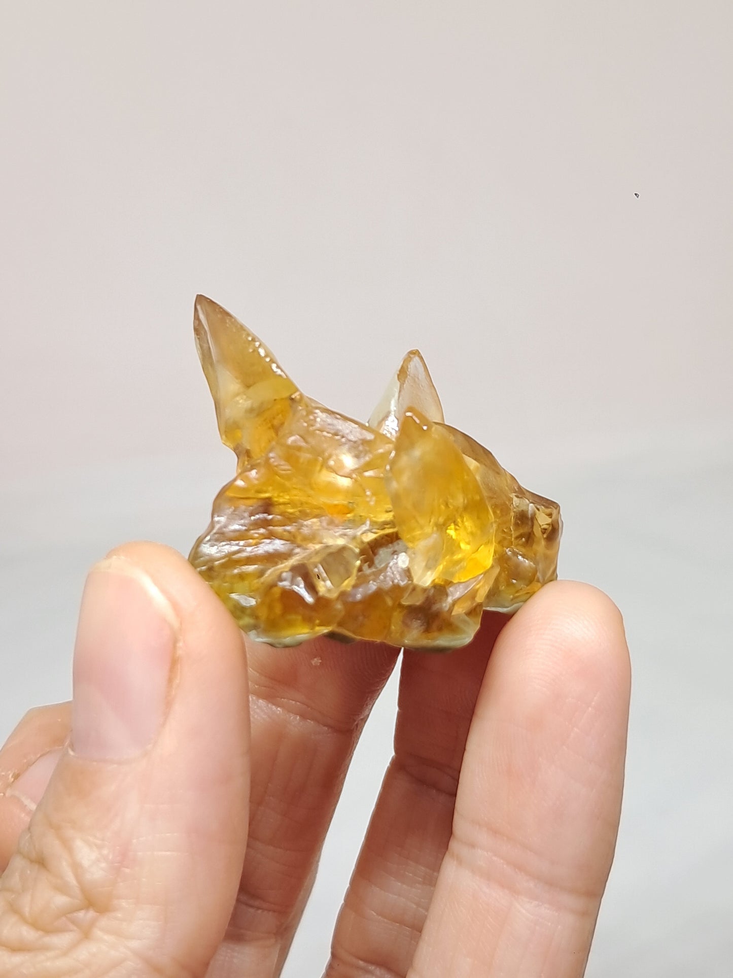 Calcita amarilla miel (Maharashtra) Formación de diente de perro | Cristal natural | Ejemplar mineral n.° CA25