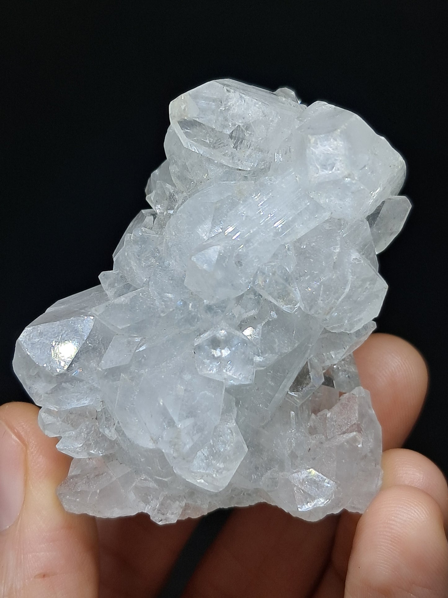 Clear Apophyllite w/ Stilbite Stalactite (Ajanta) Natural Crystal Cluster | Mineral Specimen #AP15eb