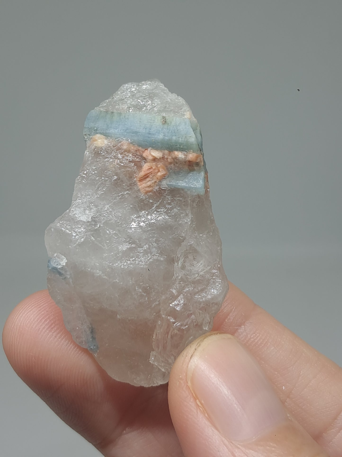 Aquamarine on Quartz (Karur) Rough Natural Crystal | Mineral Specimen #AQM45