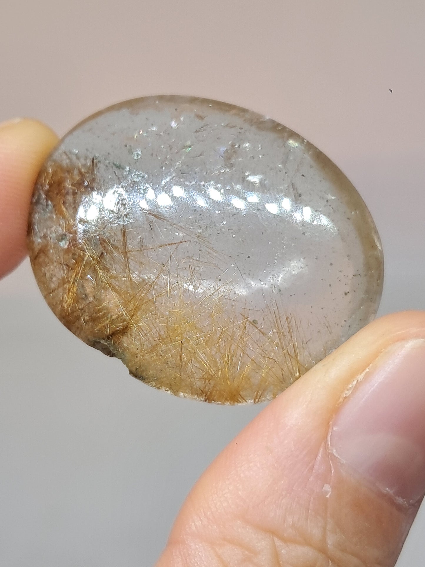 Rutilated Quartz Palmstone | Polished Stone | Natural Crystal #RQ48