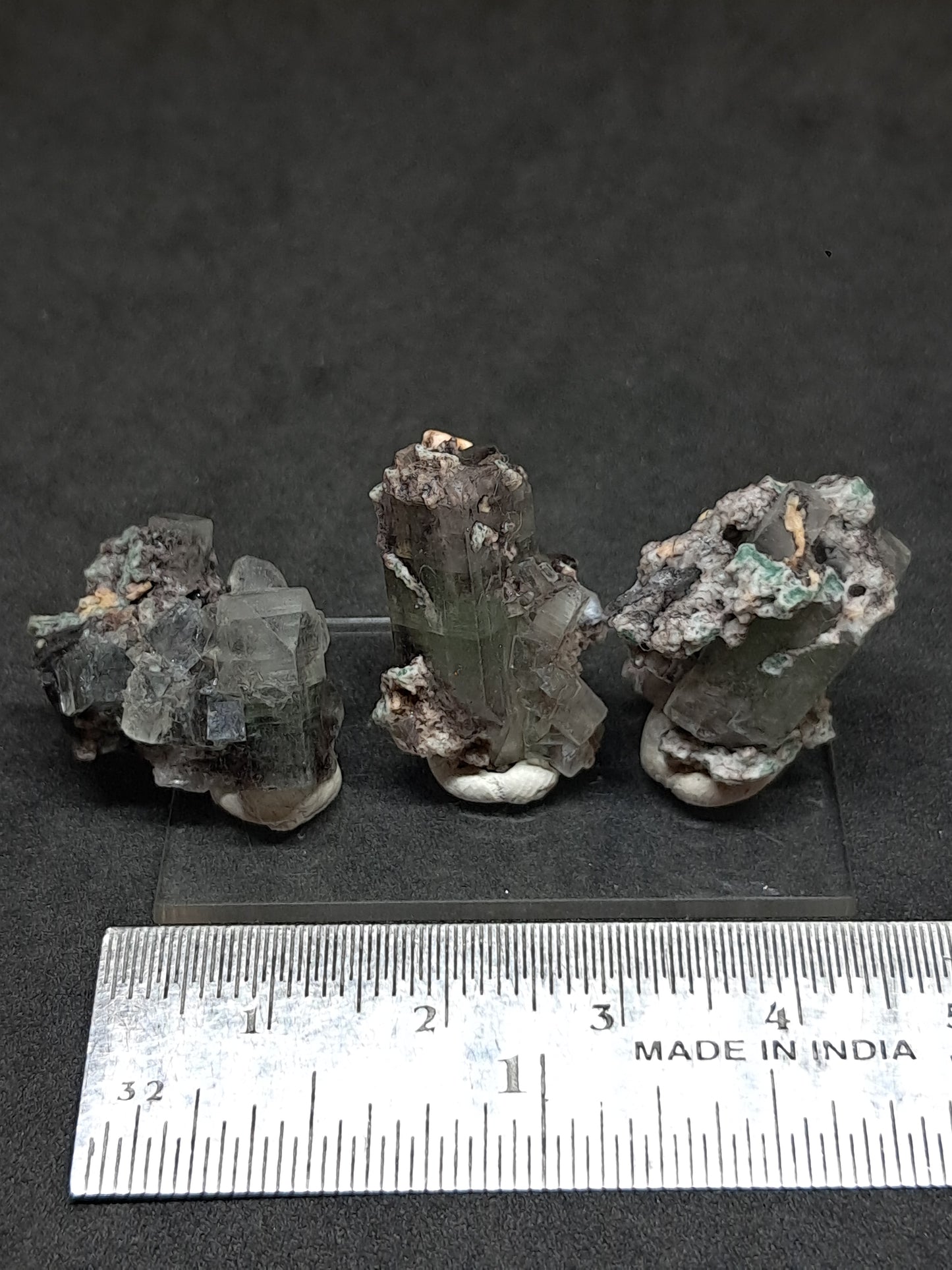 Set of 3 Small Green Apophyllites (Fluorapophyllites) (Ajanta) Rough Natural Crystals | Mineral Specimens #GA52