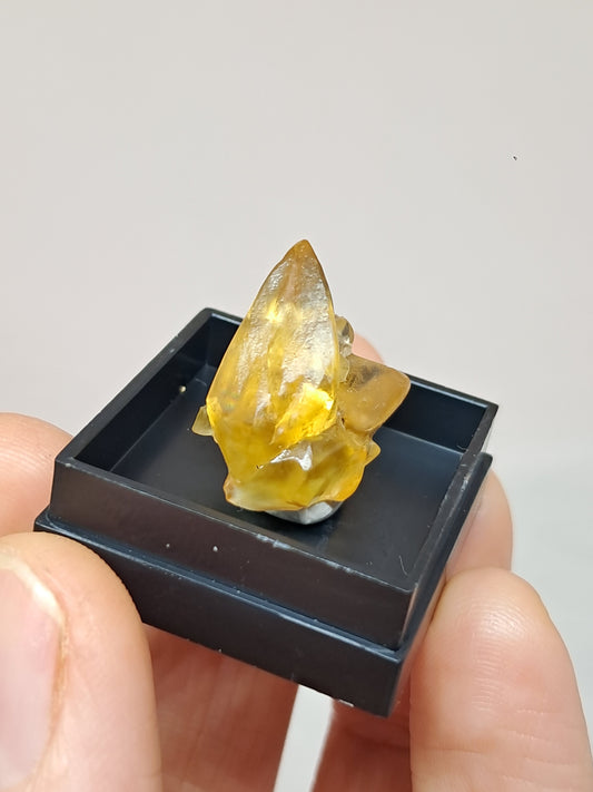 'Dog Tooth' Honey Calcite (Ahmednagar) UV Reactive Natural Crystal | Mineral Specimen #CA24