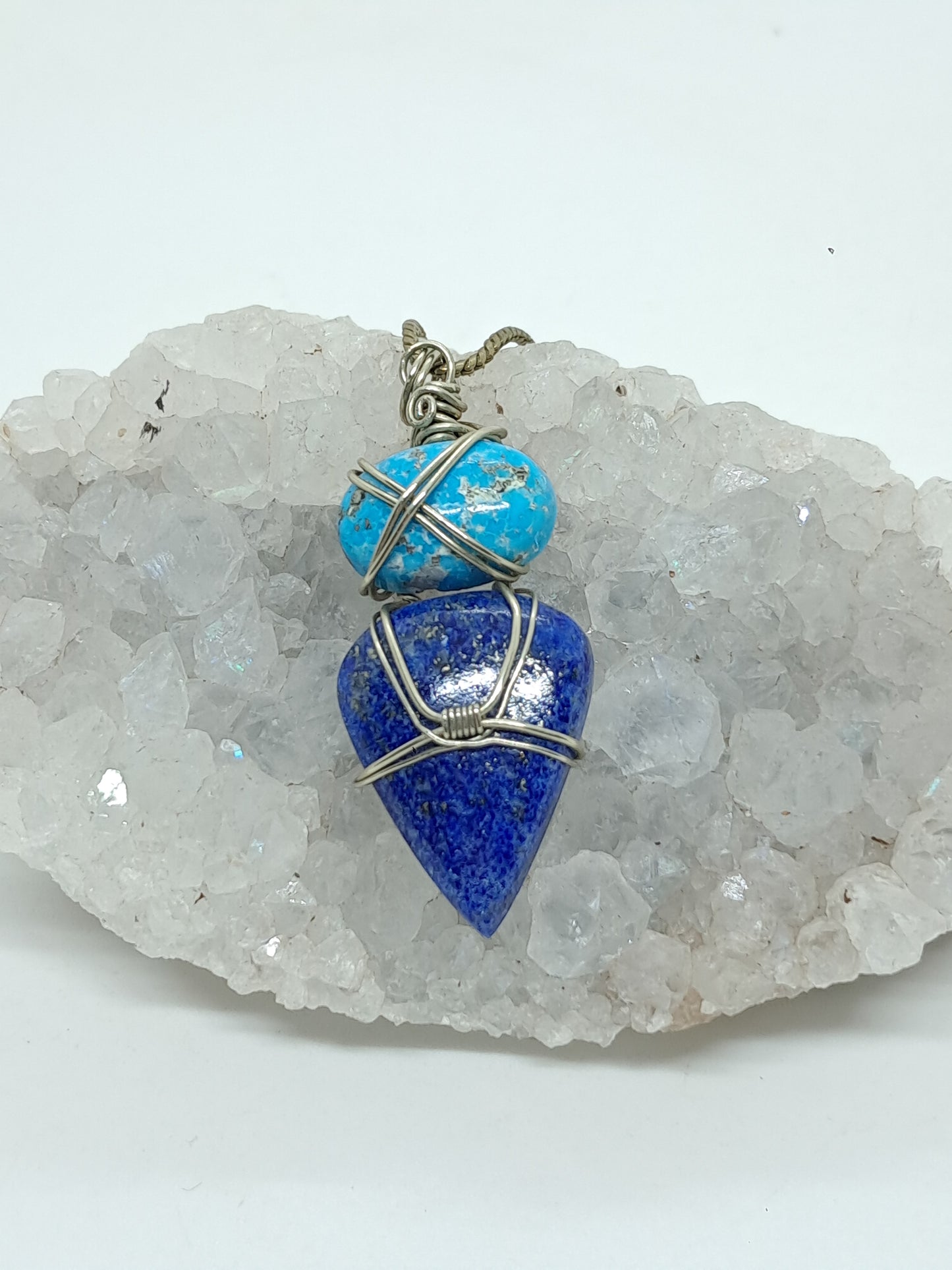 Turquoise w/ Lapislazuli Pendant | Handcrafted Jewelry | Unique Necklace #JL43
