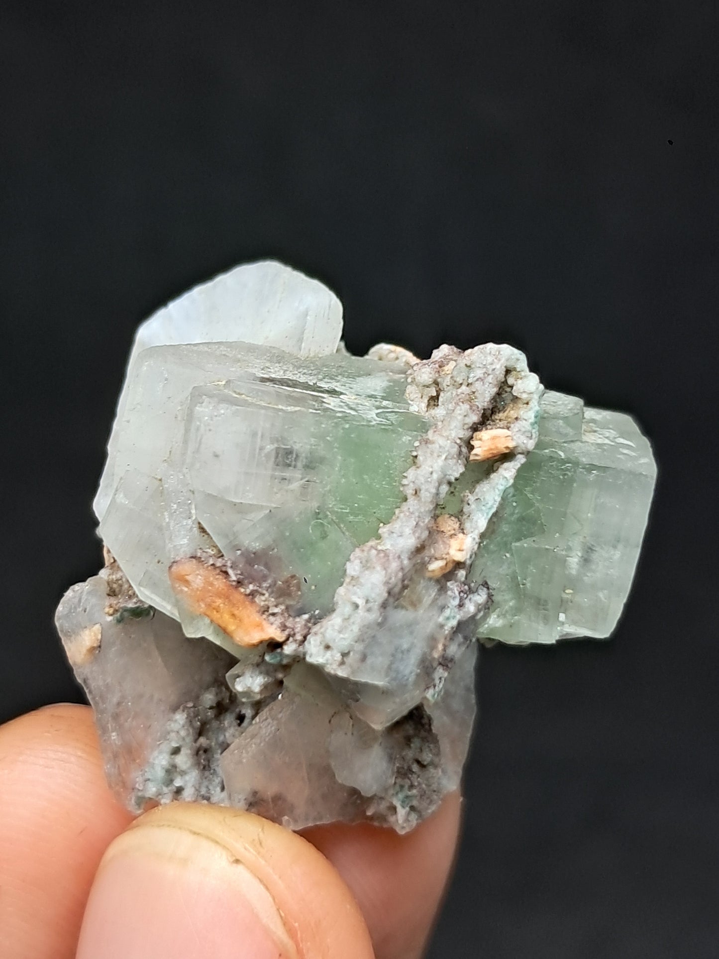 Green Apophyllite w/ Stilbite (Fluorapophyllite) (Ajanta) Natural Crystal | Mineral Specimen #GA44