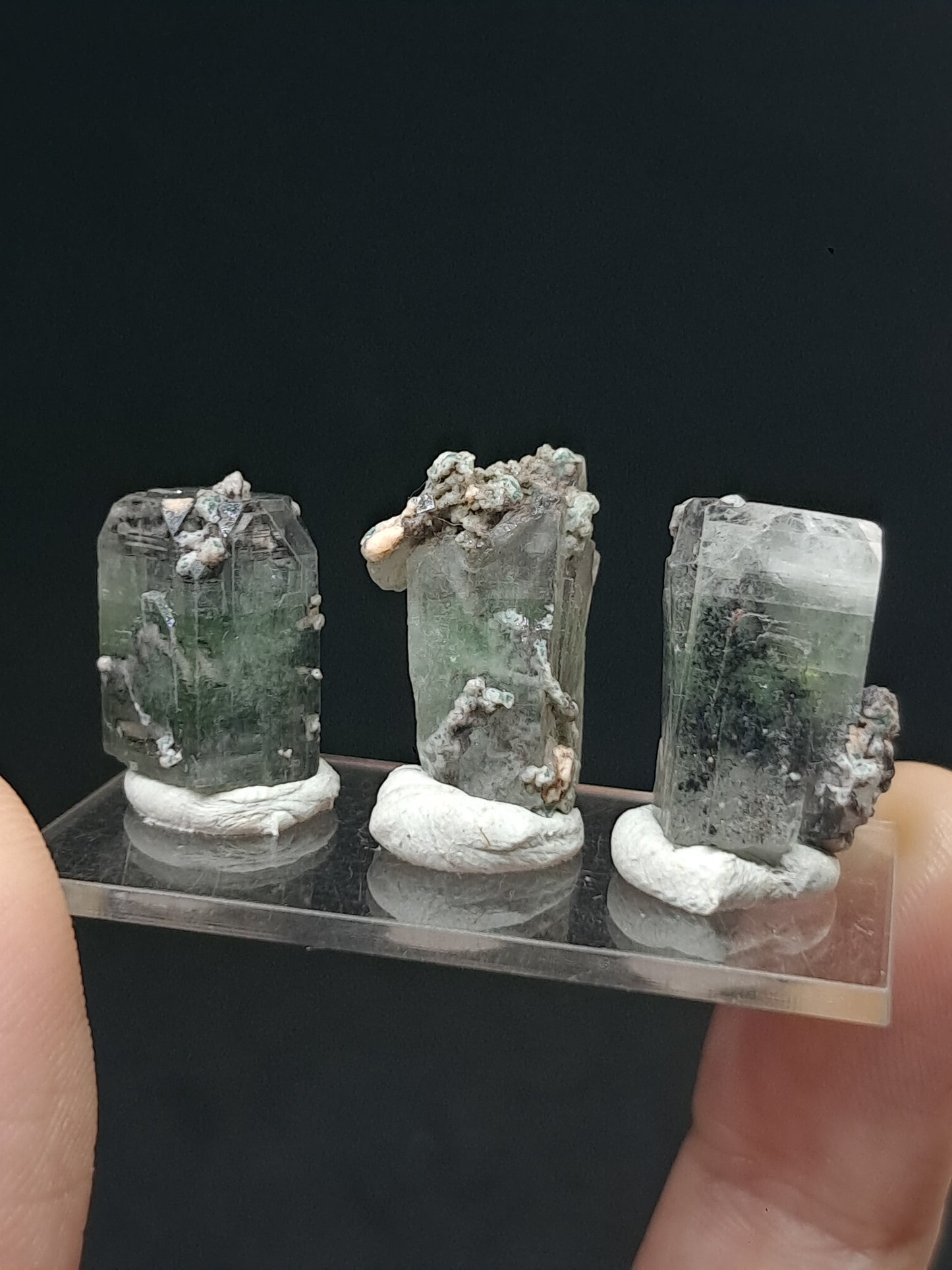 Set of 3 Small Green Apophyllites (Fluorapophyllites) (Ajanta) Rough Natural Crystals | Mineral Specimens #GA47