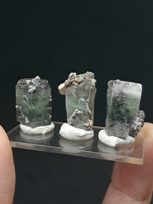 Set of 3 Small Green Apophyllites (Fluorapophyllites) (Ajanta) Rough Natural Crystals | Mineral Specimens #GA47