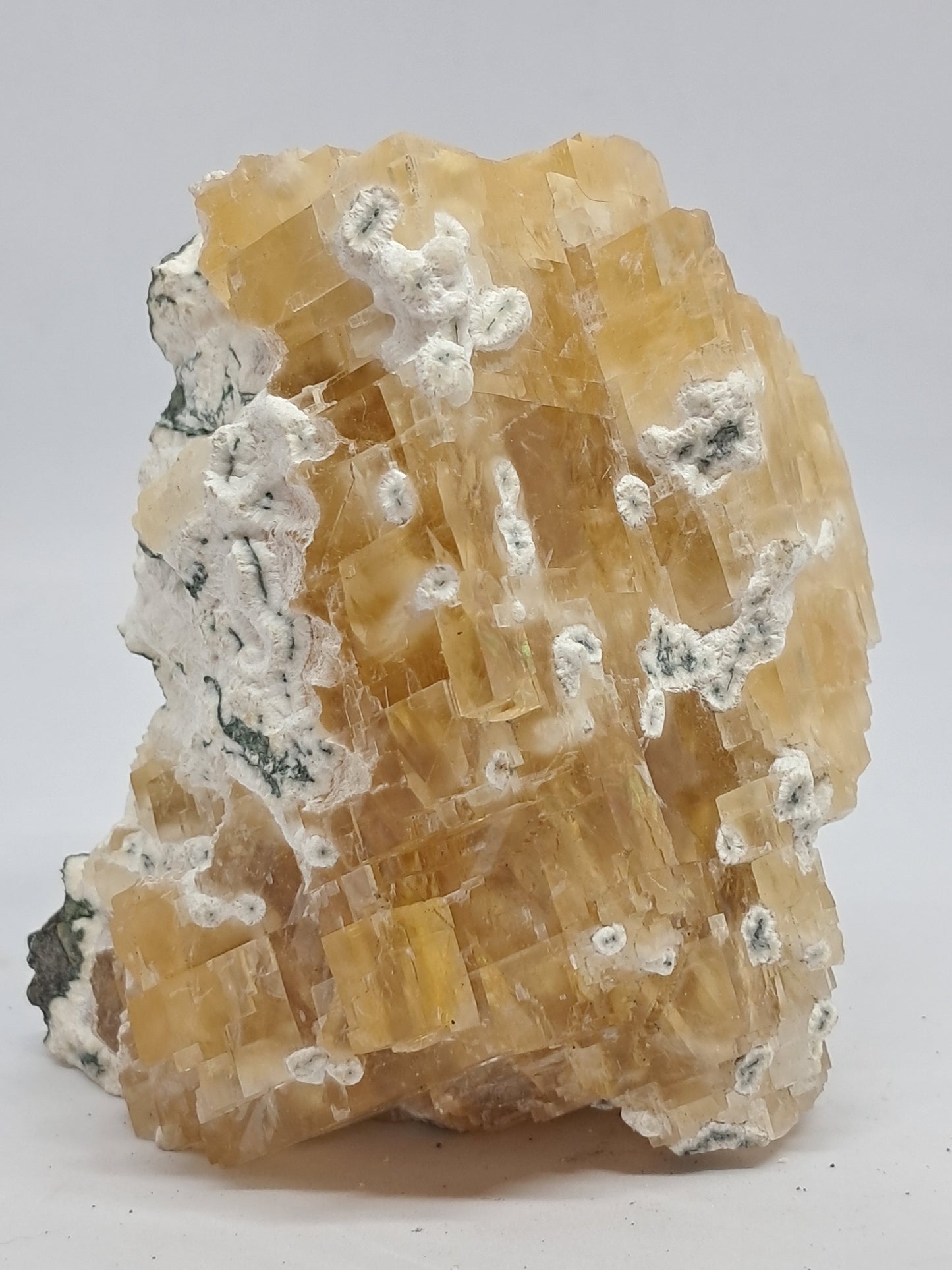 Honey Calcite w/ Okenite (India) Rough Crystal | Natural Stone | Mineral Specimen #CA20