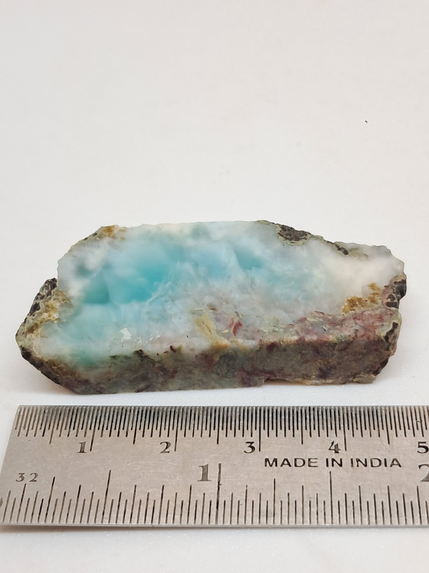 Rough Slice of Larimar w/ Hematite Inclusions (Dominican Republic) Raw Stone | Natural Rock #LM37
