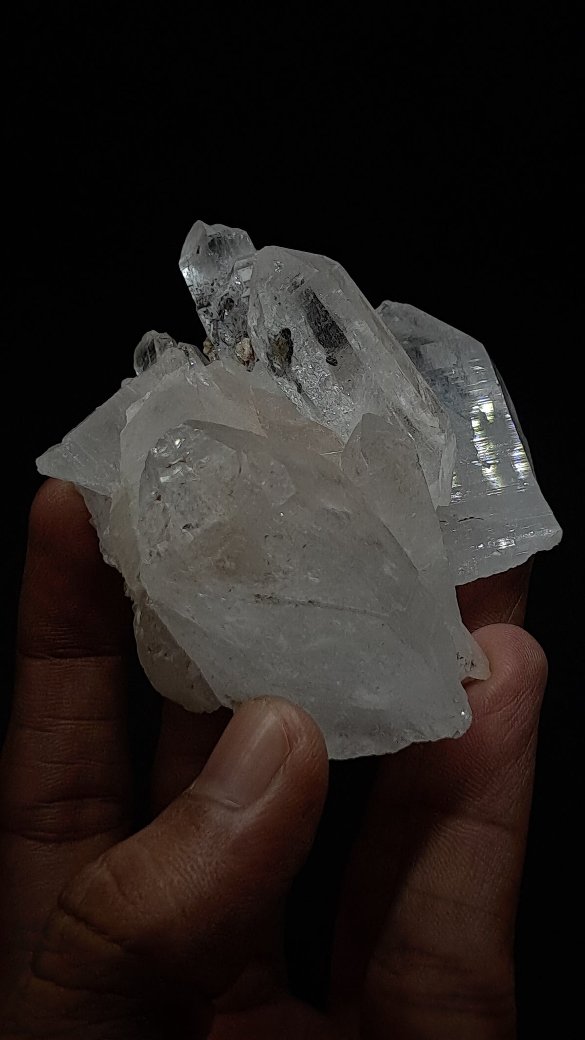 Himalayan Clear Quartz (Kullu) Natural Cluster | Black Rutile Inclusions | Double Termination #CH91