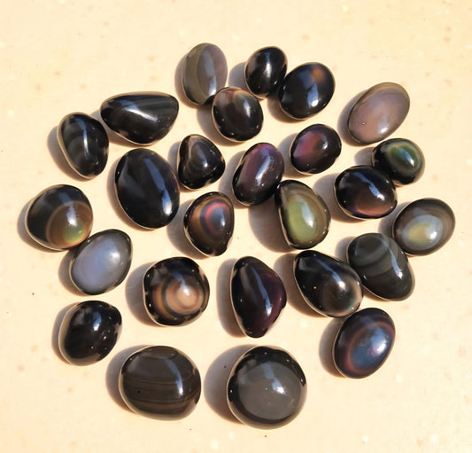 Obsidiana arcoíris pulida (México) Colores concéntricos | Patrón de ojo | Cristales naturales pulidos #RO1