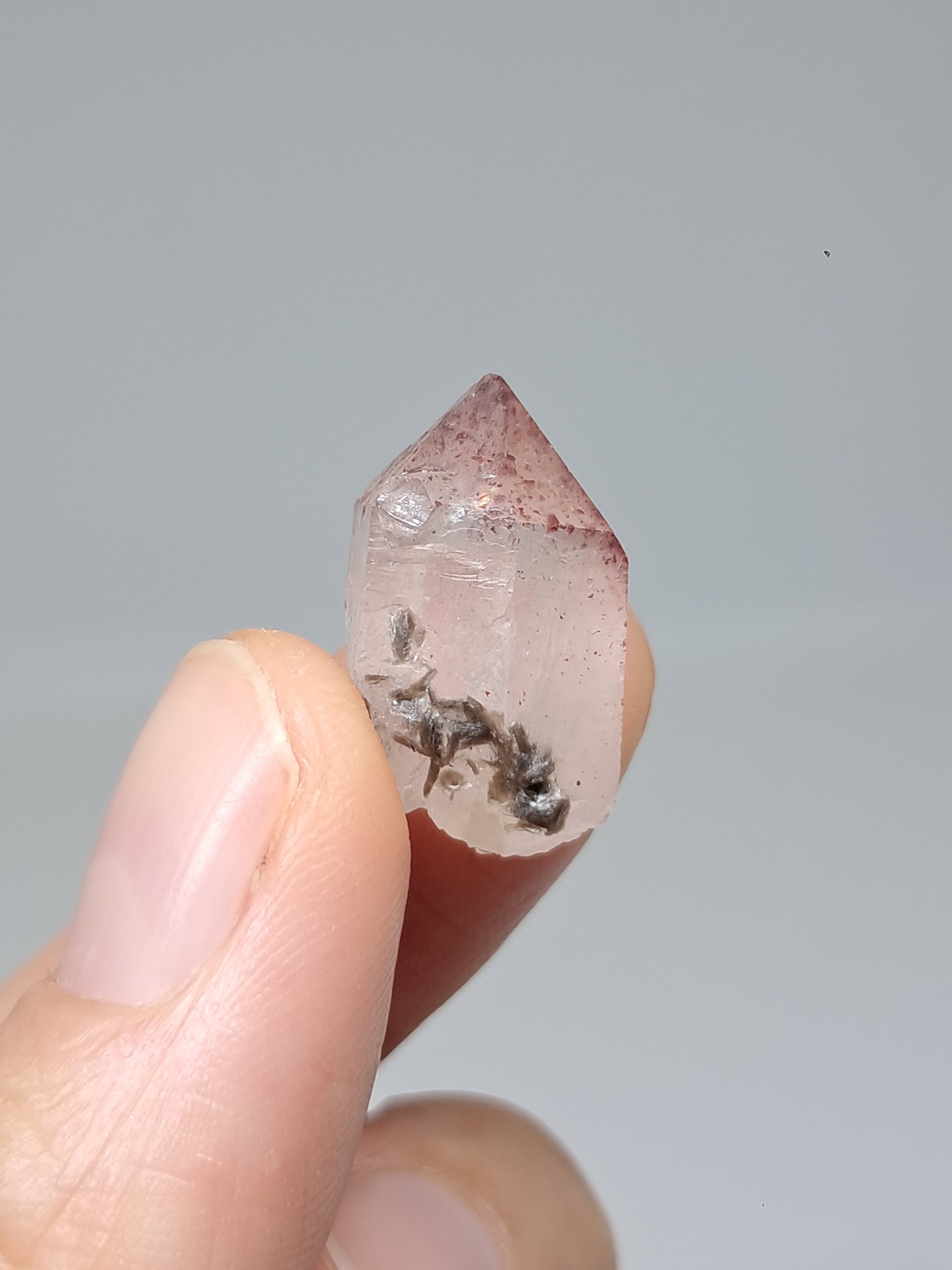 Hematite Included Quartz (Karur) Natural Crystal Point | Mineral Specimen #HPQ66