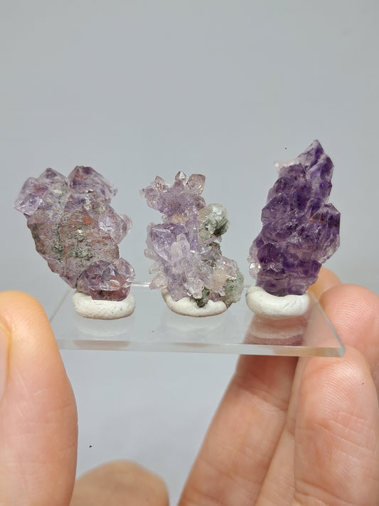 Set of 3 Amethyst from Karur | Natural Crystals | Mineral Specimen #KA171