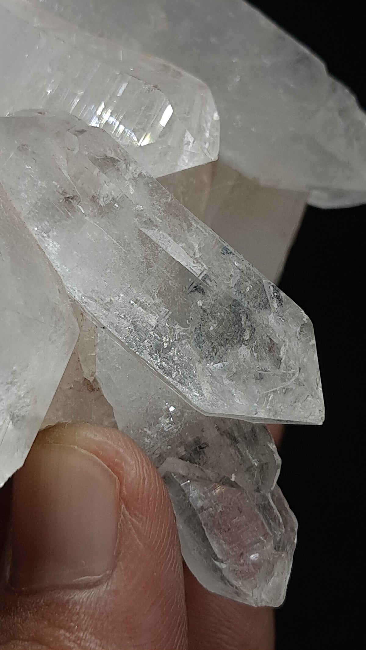 Himalayan Clear Quartz (Kullu) Natural Cluster | Black Rutile Inclusions | Double Termination #CH91